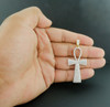 Diamond Ankh Cross Pendant Sterling Silver 3/4 Ct Medium Egyptian Pave Charm
