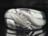 Diamond Wedding Band Mens 14K White Gold Round 3 Stone Ring 0.48 Tcw.