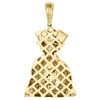 10K Yellow Gold Money Bag Genuine Diamond Pendant Dollar Sign Charm 0.80 Ct.