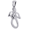 Angel Diamond Pendant 10K White Gold Round Cut Infinity Charm 0.16 CT.