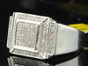 Diamond Pinky Ring Mens 10K White Gold Round Pave Square Design Fashion 1/3 Tcw.