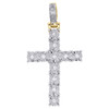 10K Yellow Gold One Row Cross 1.30" Genuine Diamond Pendant Prong Charm 0.20 CT.