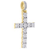 10K Yellow Gold One Row Cross 1.30" Genuine Diamond Pendant Prong Charm 0.20 CT.