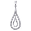 10K White Gold Diamond Double Teardrop Pendant Dangling Center Necklace 0.25 CT.