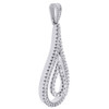 10K White Gold Diamond Double Teardrop Pendant Dangling Center Necklace 0.25 CT.