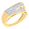 10K Yellow Gold Mens Round Diamond Criss Cross Statement Pave Pinky Ring 0.40 Ct