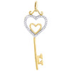 10K Yellow Gold Diamond Key to My Heart Pendant Charm  - 0.10 CT.