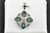 Blue Diamond Filigree Designer Pendant 10K White Gold .45 CT. Charm