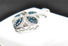 Blue Diamond Filigree Designer Pendant 10K White Gold .45 CT. Charm