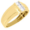 Diamond Wedding Band 10K Yellow Gold Round Cut 3 Stone Men's Ring 0.27 Ct.