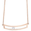 14K Rose Gold Sliding Bar Diamond Pendant Necklace 15.75" Cable Chain 0.10 CT.