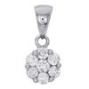 14K White Gold Diamond Flower Pendant Ladies Necklace 0.75" Long 3/4 CT.
