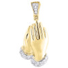 Mens Diamond Praying Hands Pendant .925 Sterling Silver Pave Charm 0.15 Ct.