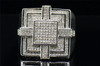 Diamond Square Pinky Ring Mens .925 Sterling Silver Round Pave Design 0.39 Tcw