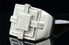 Diamond Square Pinky Ring Mens .925 Sterling Silver Round Pave Design 0.39 Tcw