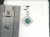 Blue Diamond Solitaire Pendant Ladies 10K White Gold Round Pave Charm 0.21 Tcw.