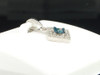 Blue Diamond Solitaire Pendant Ladies 10K White Gold Round Pave Charm 0.21 Tcw.