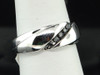 Mens 10K White Gold Black Diamond Engagement Ring 5 Stone Wedding Band Channel