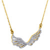 Diamond Angel Wings Pendant 14K Yellow Gold Fashion Charm Cable Chain 0.25 CT.