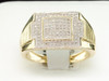 10K MENS .25 CT YELLOW GOLD ROUND PAVE DIAMOND PINKY RING SQUARE ENGAGEMENT BAND