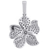 10K White Gold Real Round Diamond Fancy Oval Flower Petal Pendant Charm 0.65 CT.