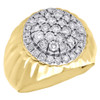 10K Yellow Gold Mens Round Cut Diamond Statement Pinky Ring Domed Top 1.53 Ct.