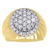 10K Yellow Gold Mens Round Cut Diamond Statement Pinky Ring Domed Top 1.53 Ct.