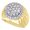 10K Yellow Gold Mens Round Cut Diamond Statement Pinky Ring Domed Top 1.53 Ct.