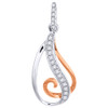 Diamond Fashion Pendant Ladies 10K White and Rose Gold Loop Twist Charm 0.06 Ct.