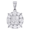 14K White Gold Quad Princess Diamond Soleil Ladies Circle Pendant 2 CT.