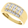 10K Yellow Gold Mens Round Cut Genuine Diamond Wedding Band Ring 11.25mm 1 Ct.