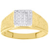 Diamond Wedding Band Mens Yellow Gold Round Cut Pave Engagement Ring 0.12 Ct.