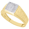 Diamond Wedding Band Mens Yellow Gold Round Cut Pave Engagement Ring 0.12 Ct.