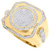 Diamond Statement Pinky Ring Mens 10K Yellow Gold Round Cut Pave Band 0.75 Ct.