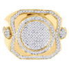 Diamond Statement Pinky Ring Mens 10K Yellow Gold Round Cut Pave Band 0.75 Ct.