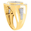 Diamond Statement Pinky Ring Mens 10K Yellow Gold Round Cut Pave Band 0.75 Ct.