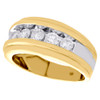 14K Yellow Gold Channel Diamond Wedding Band Mens 5 Stone Engagement Ring 1 Ct.