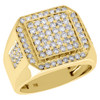 10K Yellow Gold Genuine Diamond Pinky Ring Mens Square Tier Octagon Band 1.50 ct