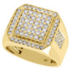 10K Yellow Gold Genuine Diamond Pinky Ring Mens Square Tier Octagon Band 1.50 ct