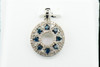 Ladies 10K White Gold Blue Diamond Pendant Charm Open Circle Designer 0.50 Ct.