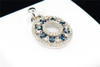 Ladies 10K White Gold Blue Diamond Pendant Charm Open Circle Designer 0.50 Ct.