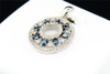 Ladies 10K White Gold Blue Diamond Pendant Charm Open Circle Designer 0.50 Ct.