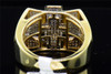 Diamond Pinky Ring Cross Design Mens 10K Yellow Gold Round Cut Pave 1/2 Tcw.