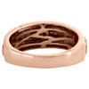 10K Rose Gold Mens Brown Diamond Wedding Band 8.25mm Brushed Finish Ring 1/7 CT.