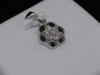 Black Diamond Flower Pendant Ladies 10K White Gold Round Pave Charm 0.20 Tcw.