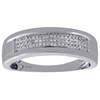 Sterling Silver & Genuine Round Diamond Wedding Band 7mm Mens Pave Ring 1/7  CT.