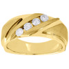 Diamond Band 4 Stone 14K Yellow Gold Brushed Finish Round Cut Mens Ring 0.47 Tcw