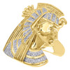 10K Yellow Gold Diamond 3D Egyptian Nefertiti Pinky Statement Ring Band 0.40 Ct.