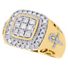 10K Yellow Gold Diamond Egyptian Ankh Cross Pinky Ring Statement Band 0.98 CT.