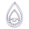 Dancing Diamond Pendant Teardrop Halo Ladies White Gold Round Cut Charm 0.22 Ct.